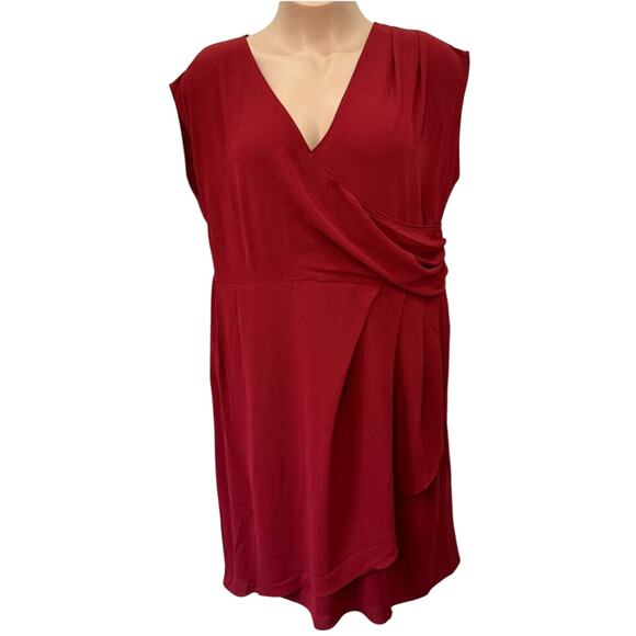 CITY CHIC Classic Wrap Dress NEW Size L 20 Henna Red Faux Wrap Sheath Dress NWT - Picture 1 of 10